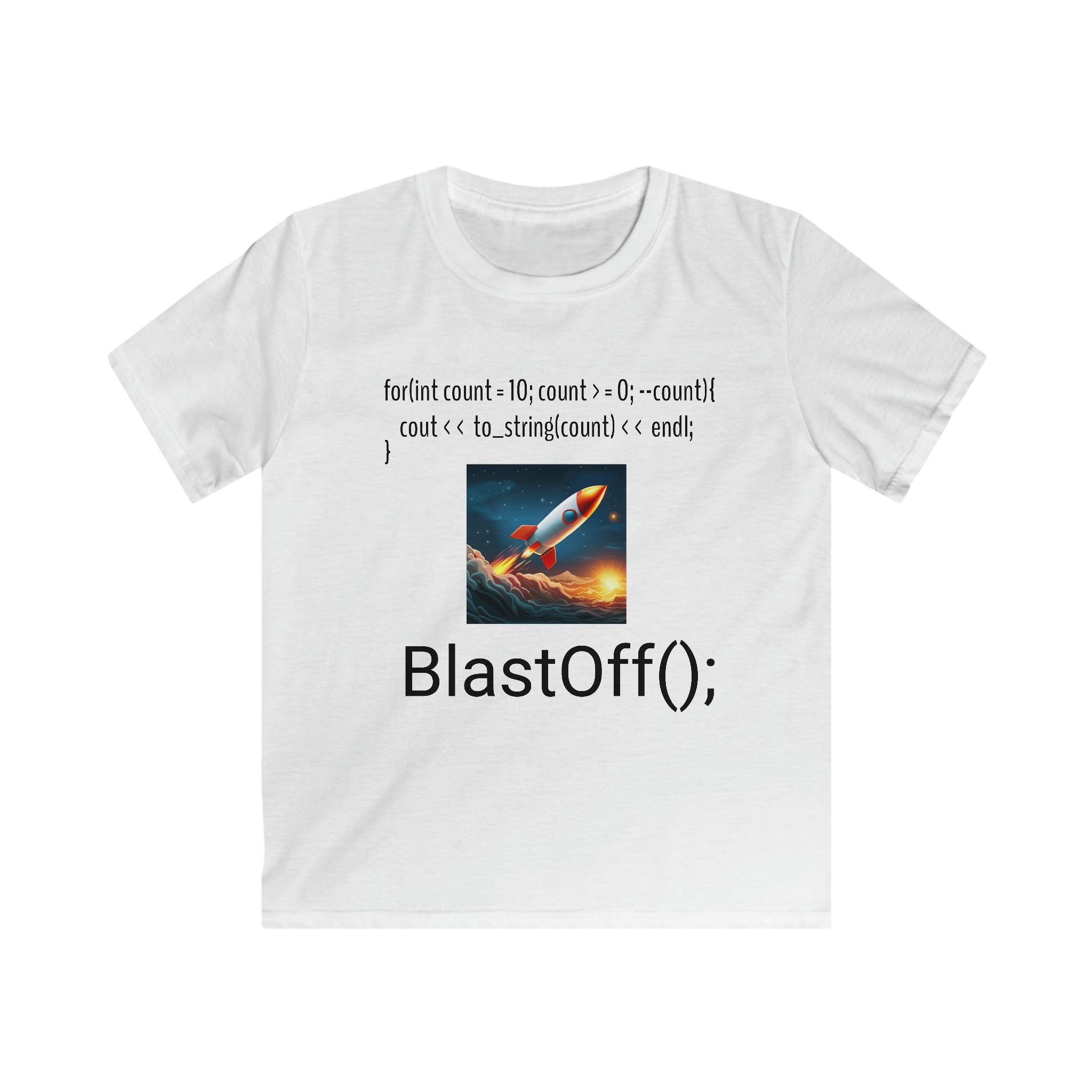 BlastOff(); (Kids Softstyle Tee)